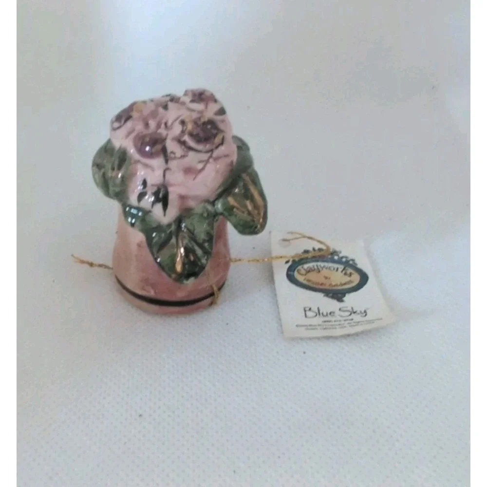 Blue Sky Clayworks Rose Flower‎ Pot Bouquet Candle Snuffer - New